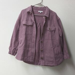 Waffle knit shirt jacket